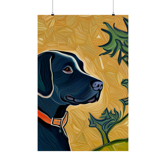 Golden lab Poster, Labrador print, dog poster, Van Gough inspired Dog Poster